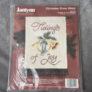 *NEW 11" x 14"  Christmas Cross Stitch Kit Tidings of Joy Banner Janlynn 80-145
